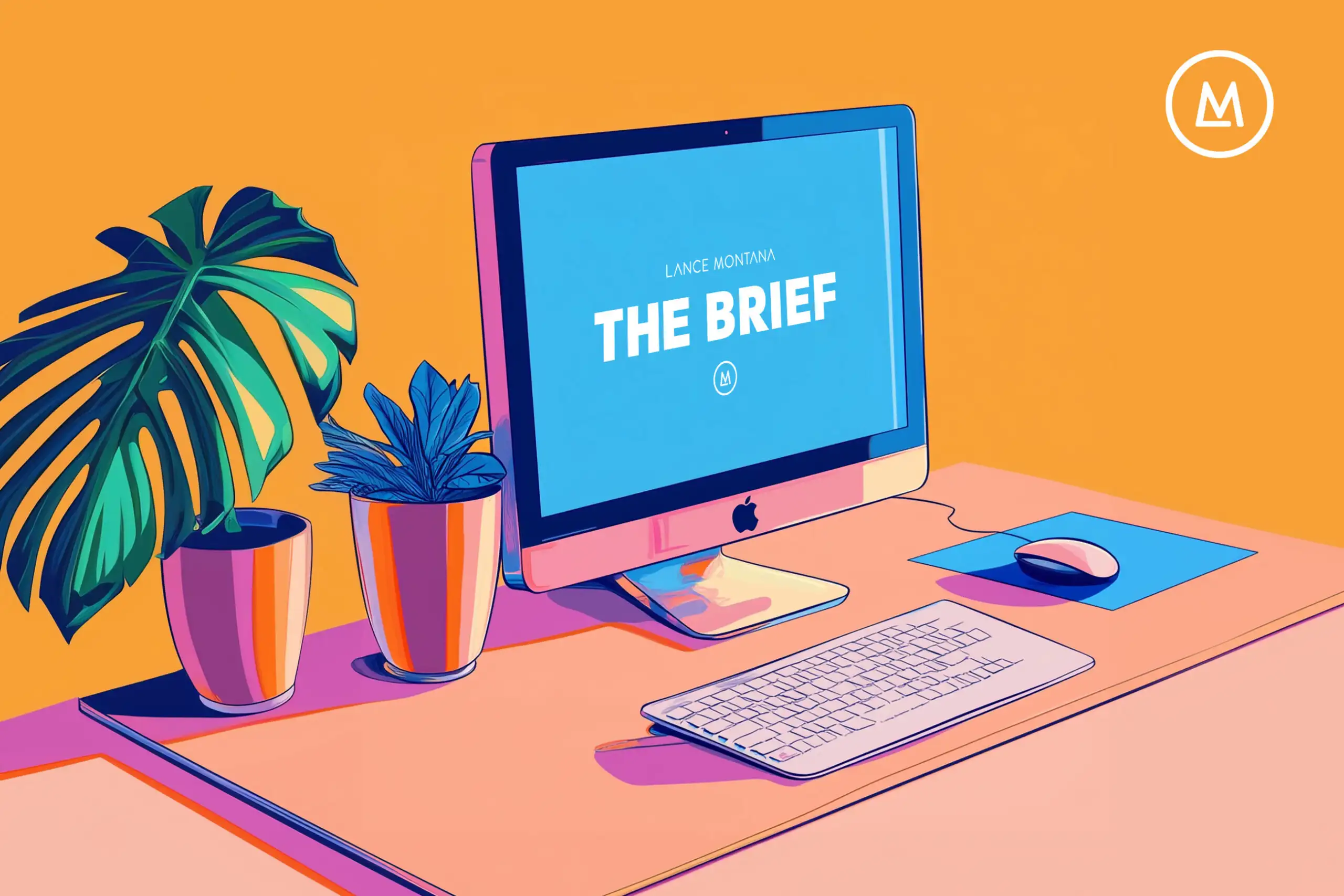 The Brief - Animated Image of a computer screen and keyboard on a desk