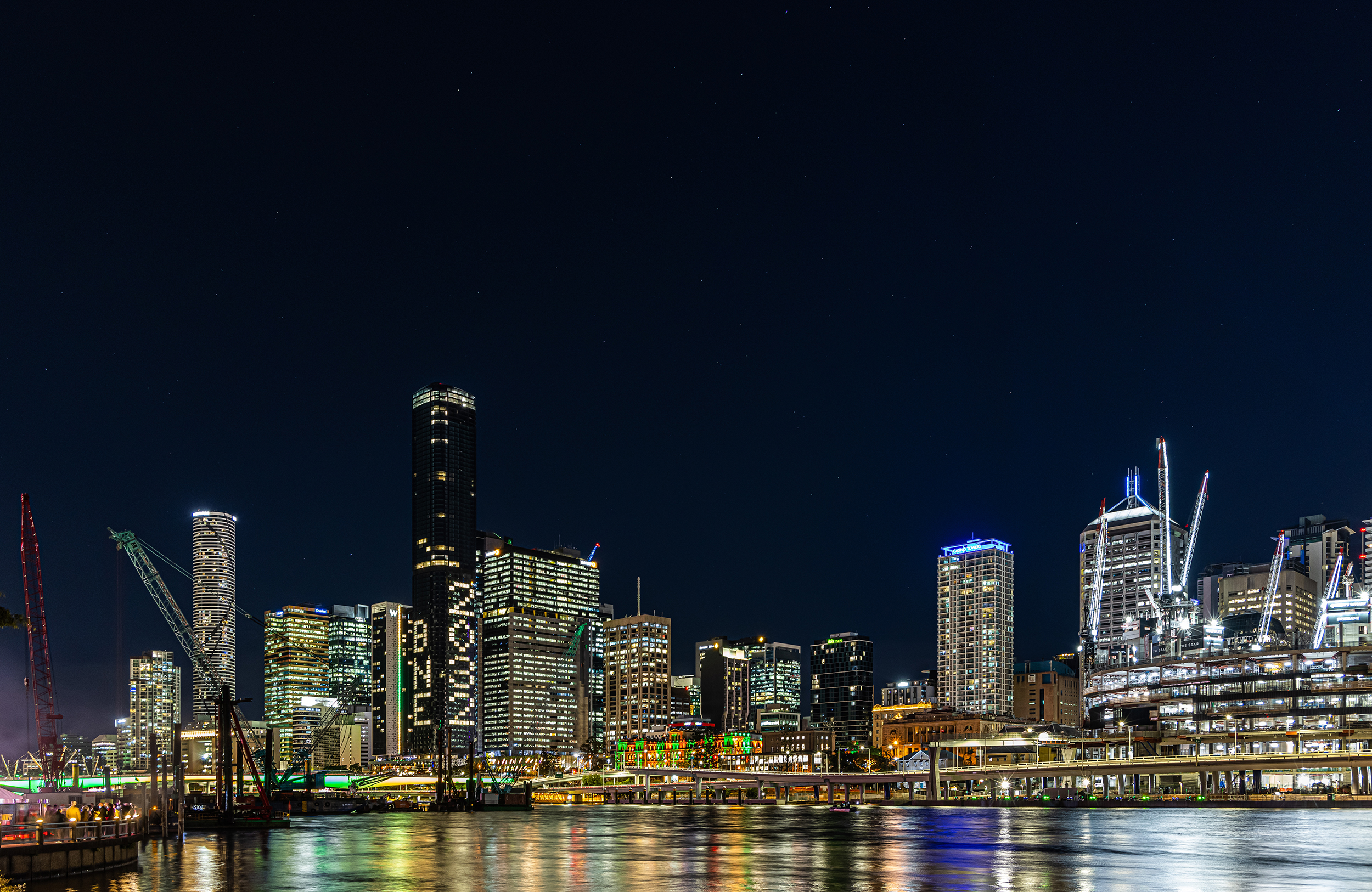 Brisbane City at Night with Brisbane 2032 on building